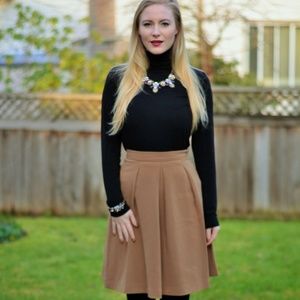 t. babaton camel pleated skirt